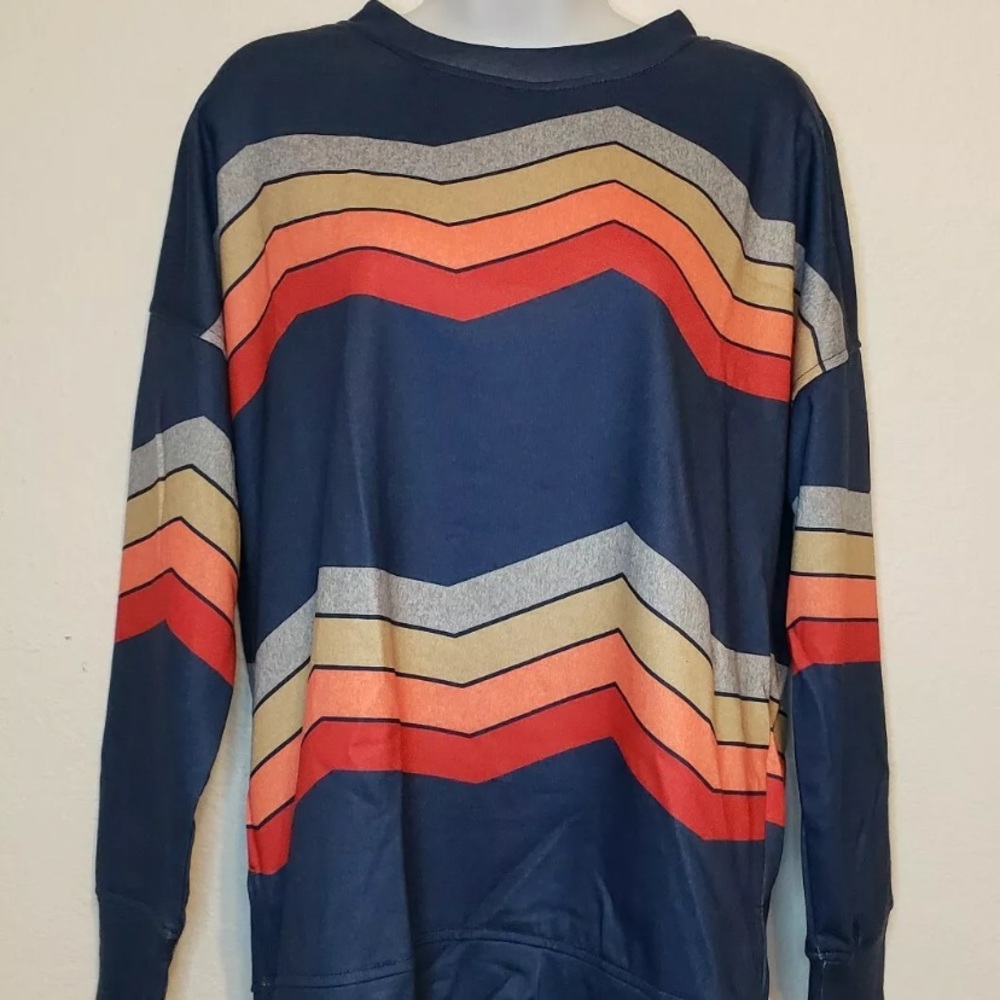 Multicolor Chevron Stripe Long Sleeve Pullover